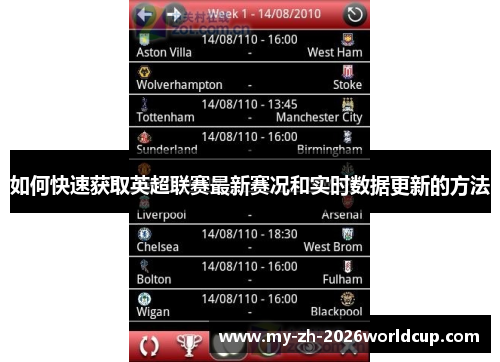如何快速获取英超联赛最新赛况和实时数据更新的方法